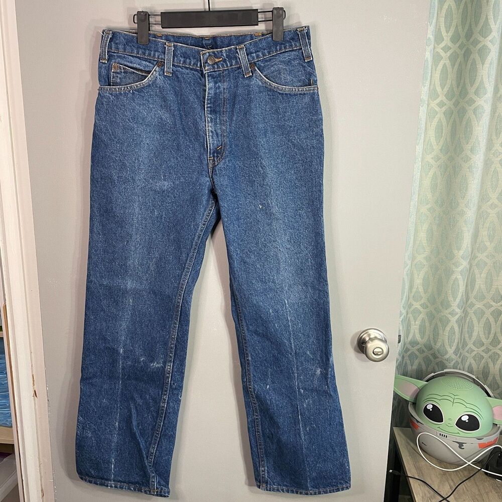 Vintage Levi Mens 34 X 30 Leather Tab Blue Denim Jeans **READ**